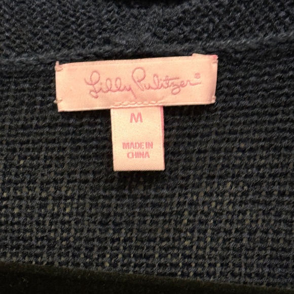 Lily Pulitzer Navy Cardigan with Fringe. Size M - Picture 5 of 6